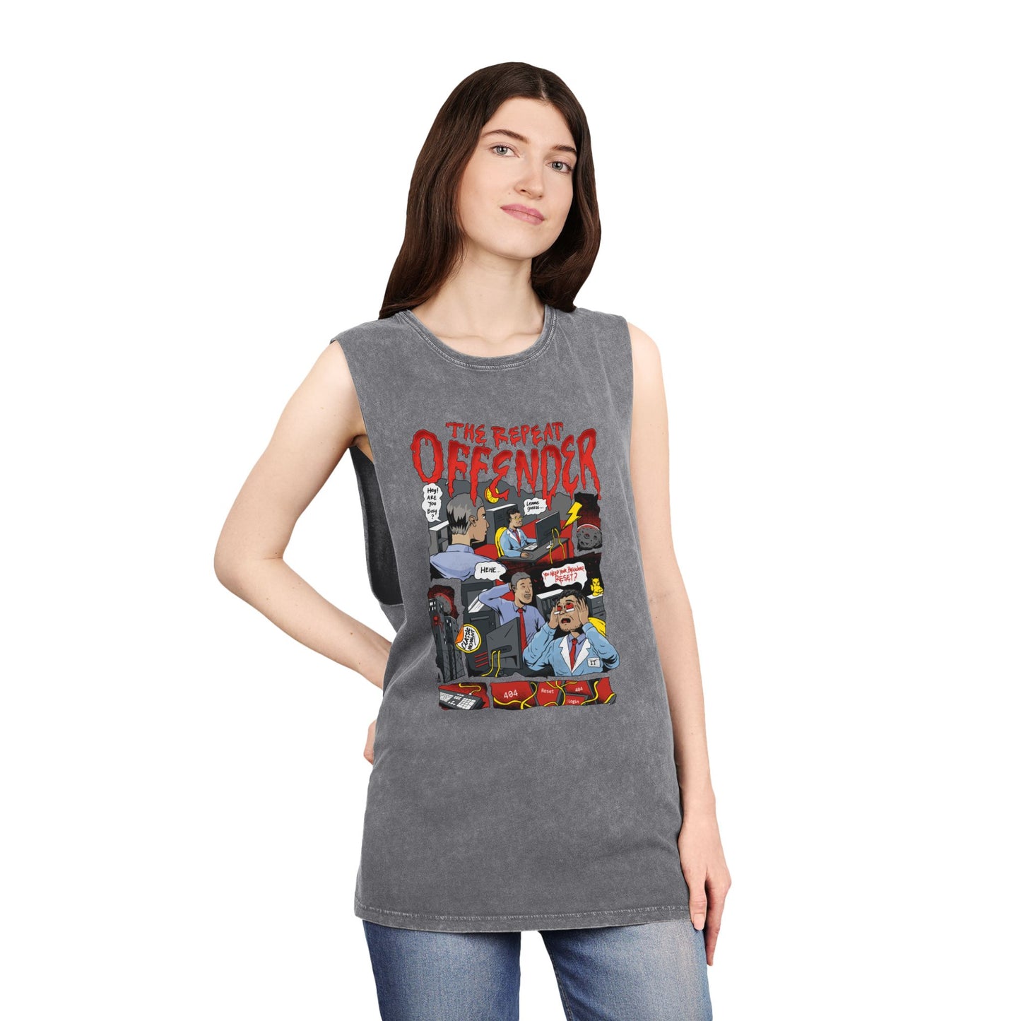 The Repeat Offender, Unisex Stonewash Tank Top