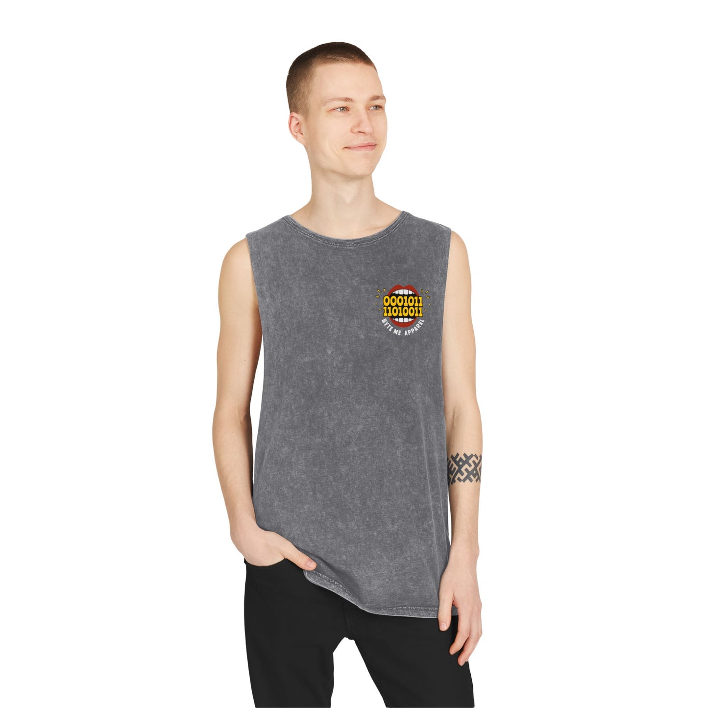Byte Me Logo, Unisex Stonewash Tank Top
