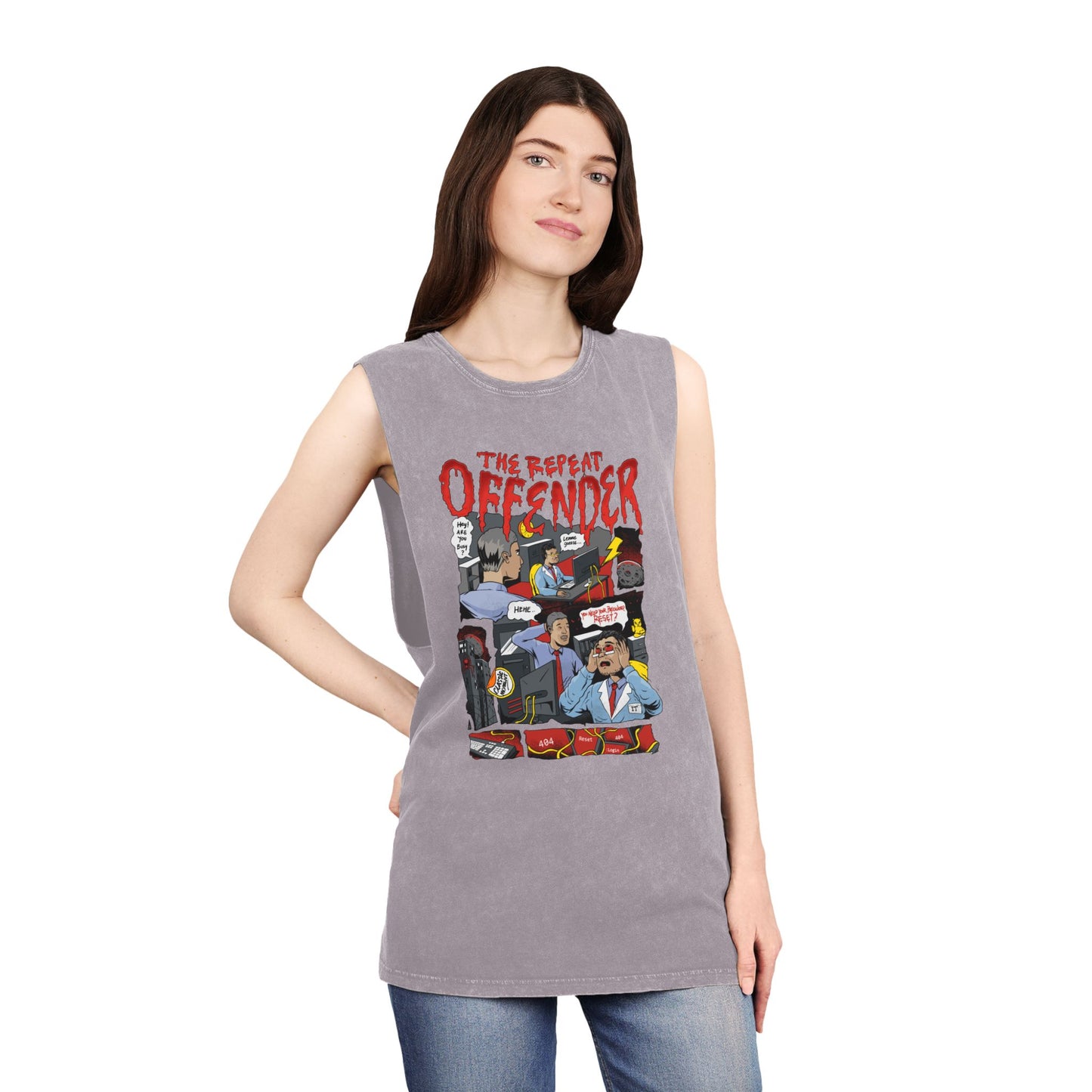 The Repeat Offender, Unisex Stonewash Tank Top
