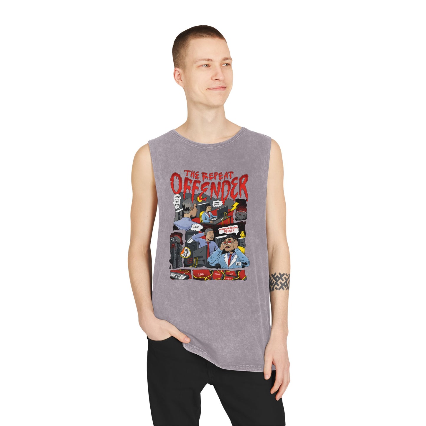 The Repeat Offender, Unisex Stonewash Tank Top