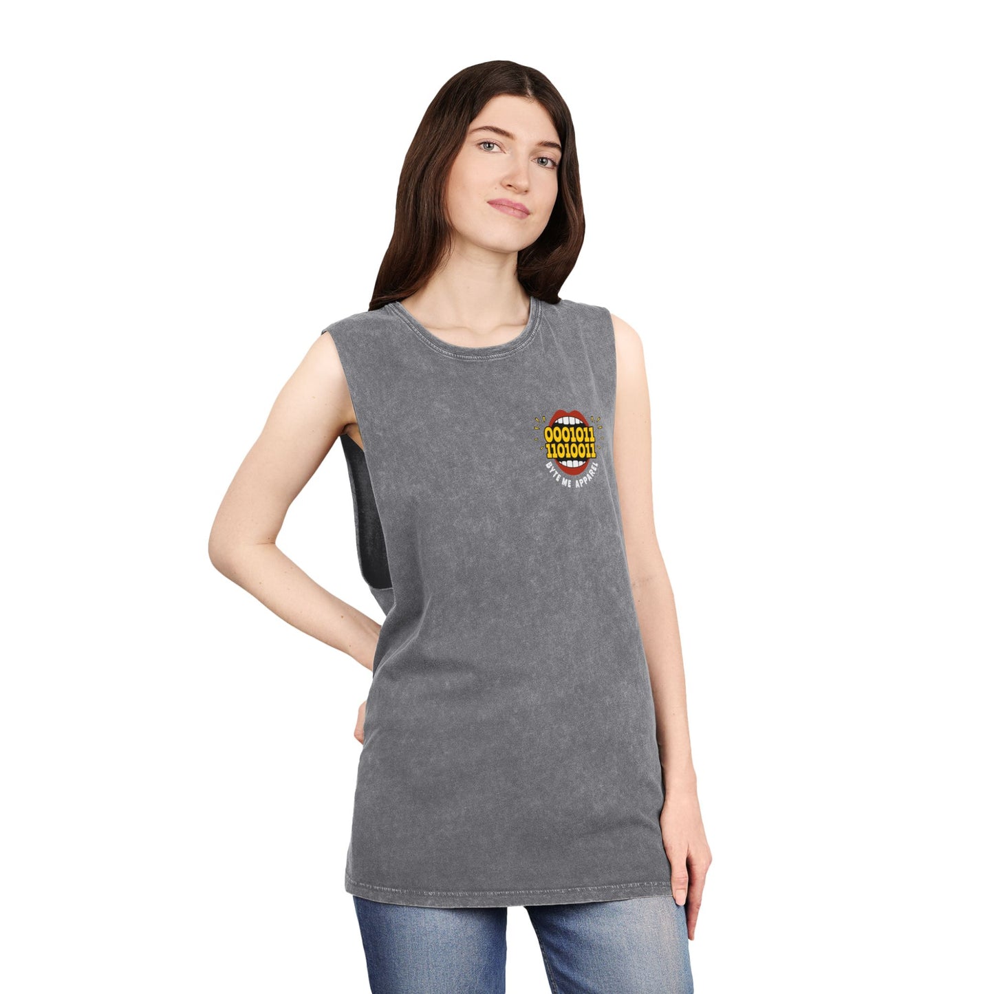 Byte Me Logo, Unisex Stonewash Tank Top